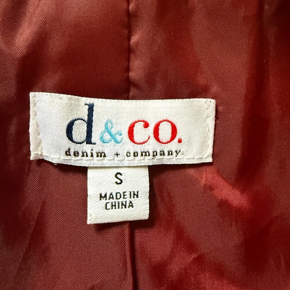 Burgundy 100% Leather Suede Trench Coat Jacket Small Denim & Co Academia Boho - Picture 11 of 16